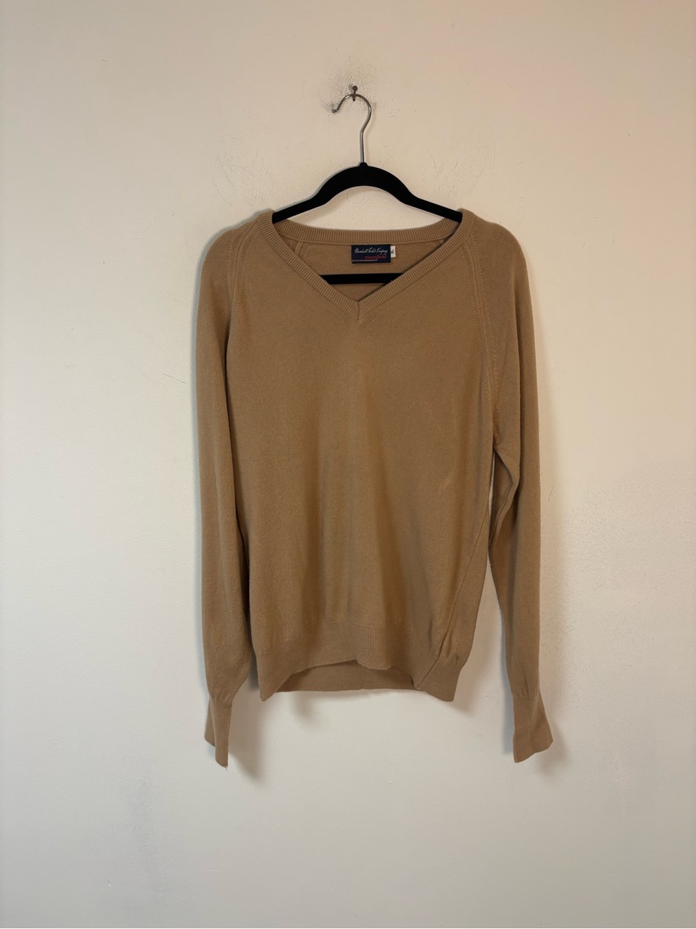 Vintage Marshall Field Co Men's Camel V-Neck Sweater XL